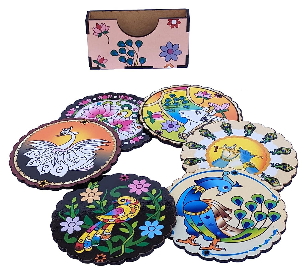 Wooden Printed Coaster Set A Pitchwai Art Coaster 10 cm