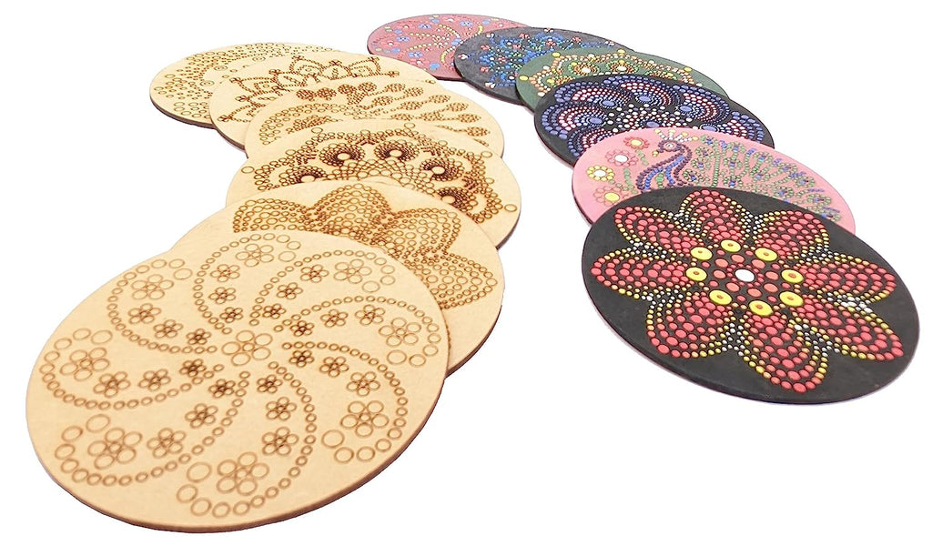 DIY Mandalas Wooden Coaster Painting 'Kit-A', DIY Art & Craft Kit (T298)  at Rs 315.00, Wooden Coasters