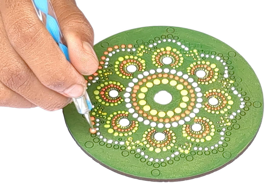 StepsToDo _ Wooden Dot Mandalas Paint 'Kit - F'  DIY Mandala Coaster –  Joyful and Meaning Activities- O iDeal